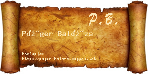 Páger Balázs névjegykártya